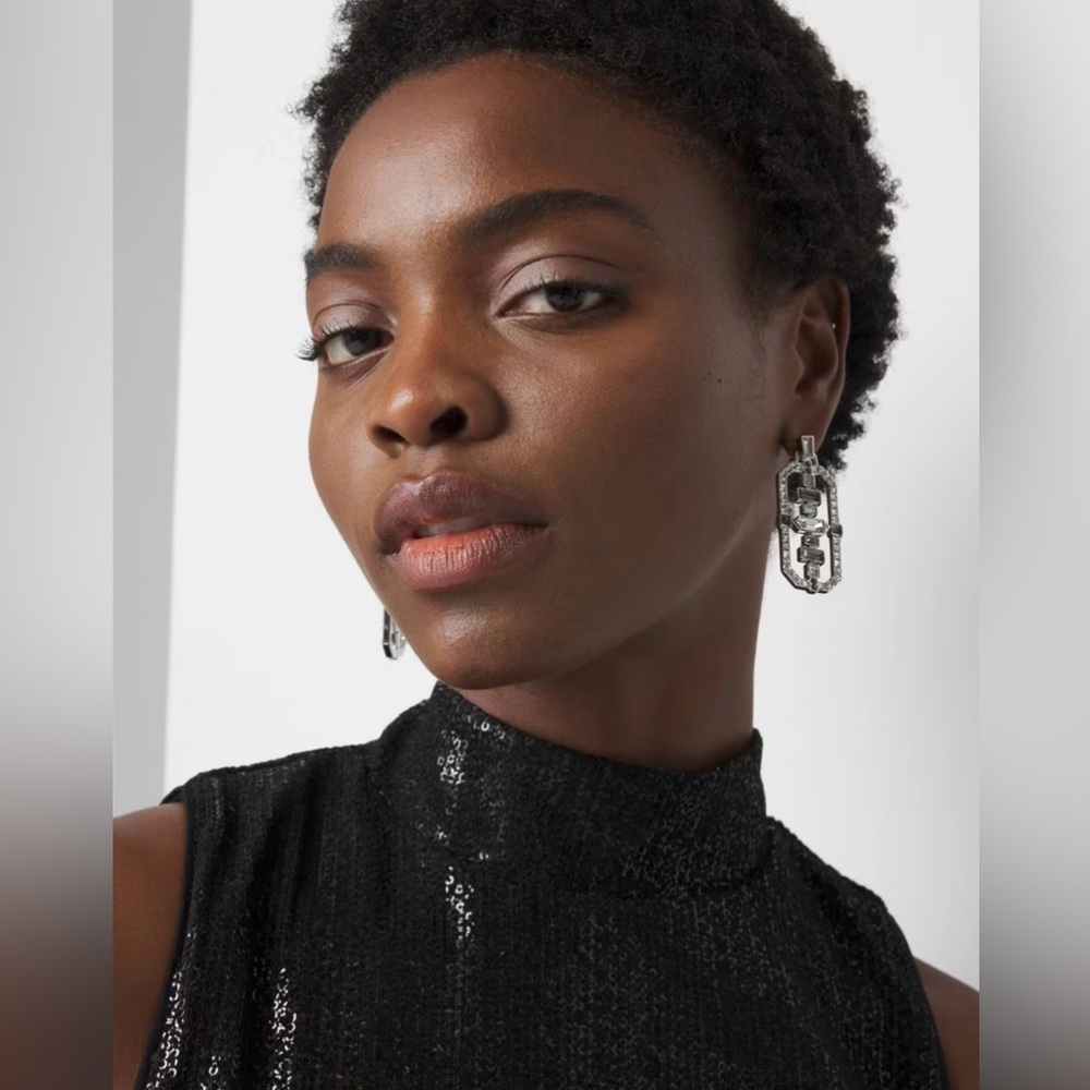 White House Black Market Art Deco Black Crystal Statement
Earrings